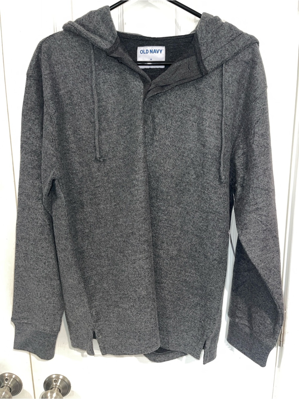 OLD NAVY Men's Charcoal Gray 1/4 Button-Up Hooded Sweater Sz M SKU: 0928-48